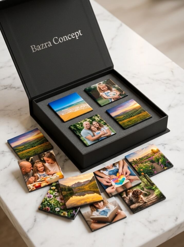 12 Fotoğraflı Kişiye Özel Premium Kare Magnet Seti (5x5 cm)