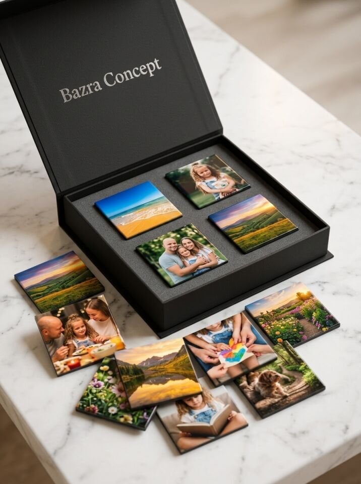 12 Fotoğraflı Kişiye Özel Premium Kare Magnet Seti (5x5 cm)