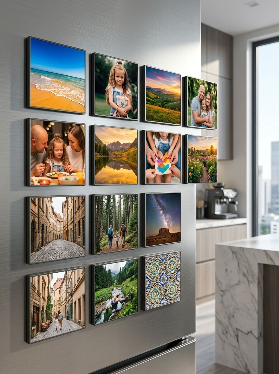 12 Fotoğraflı Kişiye Özel Premium Kare Magnet Seti (5x5 cm)