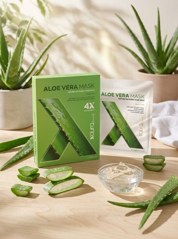 X-Aura Beauty Aloe Vera Maskesi - Yoğun Nemlendirici Onarıcı 4'lü Set (Nature Recovery Mask Pack)