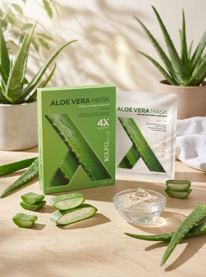 XAura Beauty Aloe Vera Maskesi Nemlendirici Kağıt Yüz Maskesi 4'lü Set