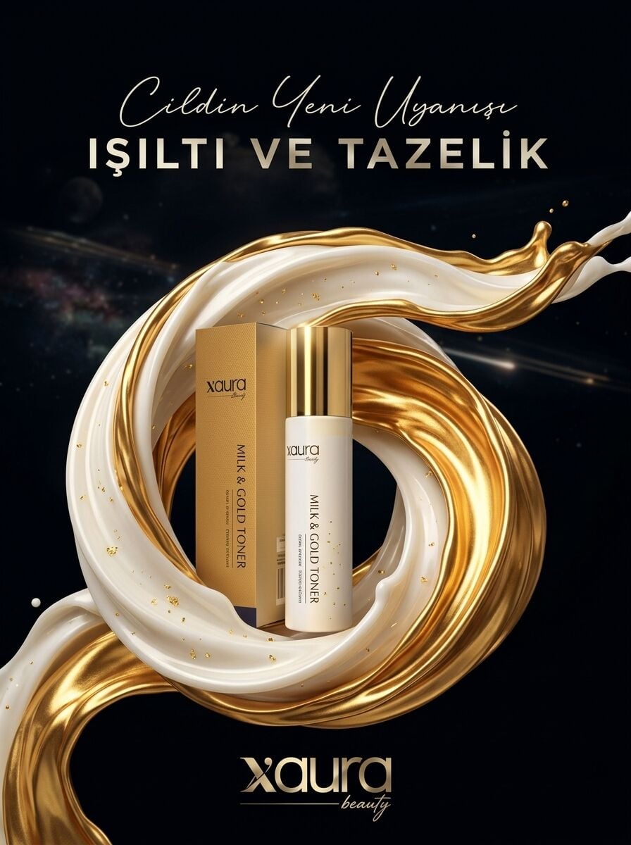 X-Aura Beauty Milk & Gold Toner (Işıltı ve Tazelik Veren Gözenek Sıkılaştırıcı Lüks Tonik)