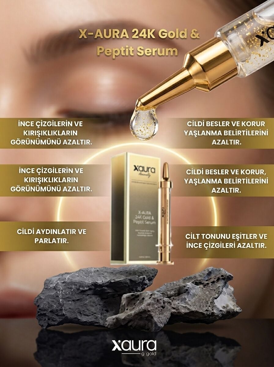 X-Aura Beauty 24K Gold & Peptit Botoks Etkili Kırışıklık Karşıtı Peeling Serum (20 ml)