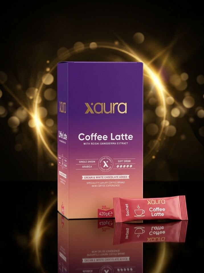X-Aura Coffee Latte - Reishi Mantarlı Fonksiyonel Hazır Kahve (21 gr x 20 Adet)