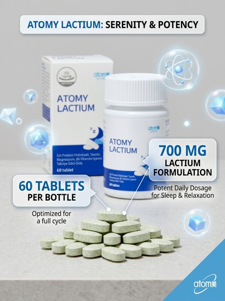 Atomy Lactium Süt Proteini Hidrolizatı, L-Teanin, Magnezyum ve B6 İçeren 60 Tablet