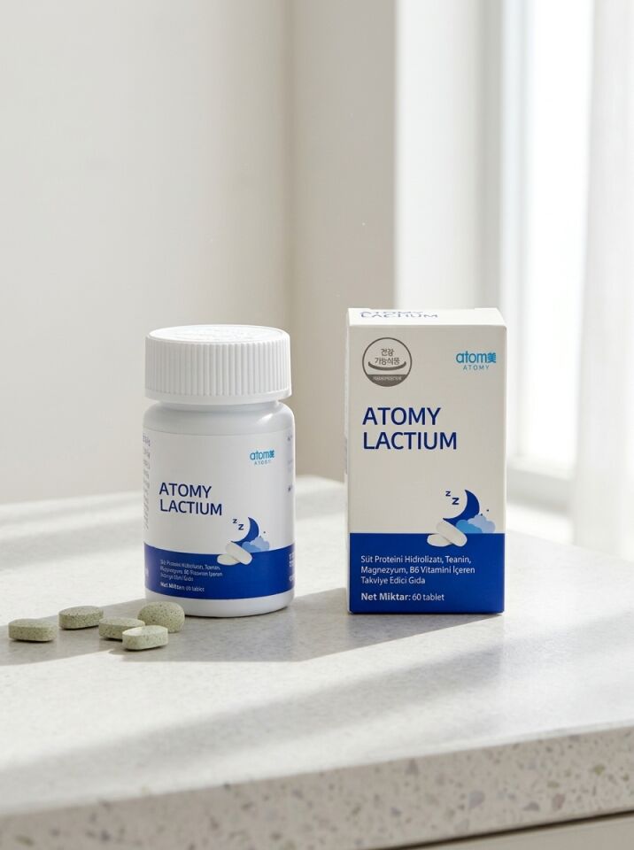 Atomy Lactium Süt Proteini Hidrolizatı, L-Teanin, Magnezyum ve B6 İçeren 60 Tablet