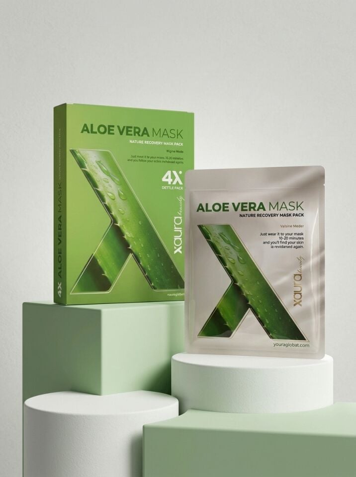 Xaura Beauty Aloe Vera Mask – Nature Recovery Kağıt Yüz Maskesi (4'lü Paket)