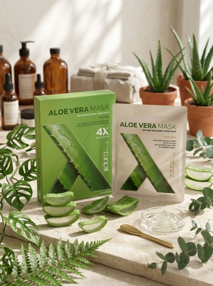 Xaura Beauty Aloe Vera Mask – Nature Recovery Kağıt Yüz Maskesi (4'lü Paket)