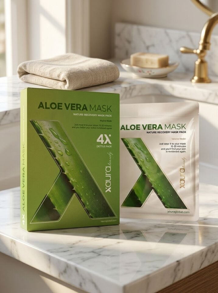 Xaura Beauty Aloe Vera Mask – Nature Recovery Kağıt Yüz Maskesi (4'lü Paket)