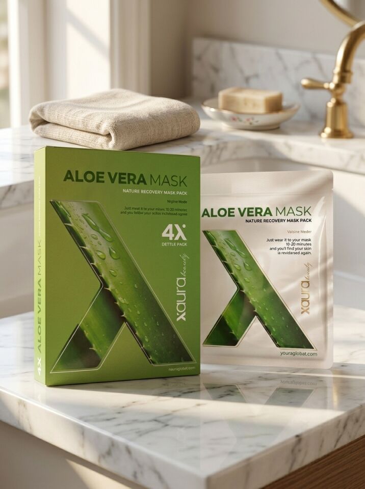 XAura Aloe Vera Mask Nature Recovery Nemlendirici Kağıt Yüz Maskesi 4'lü Paket