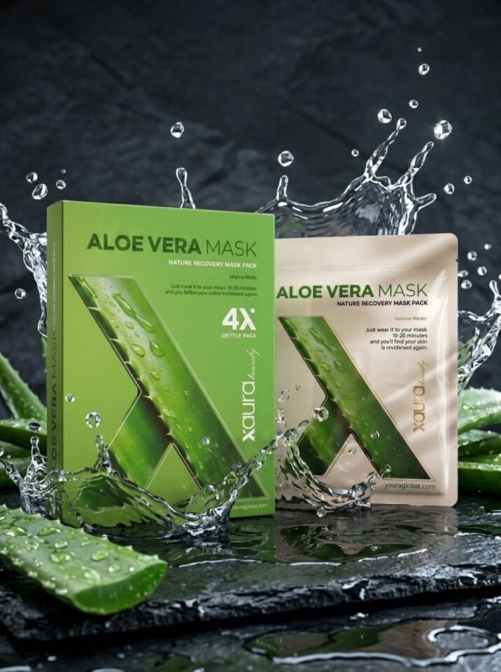 Xaura Beauty Aloe Vera Mask – Nature Recovery Kağıt Yüz Maskesi (4'lü Paket)