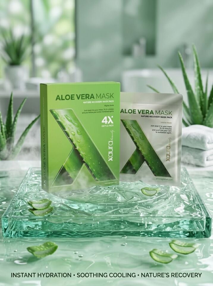 Xaura Beauty Aloe Vera Mask – Nature Recovery Kağıt Yüz Maskesi (4'lü Paket)