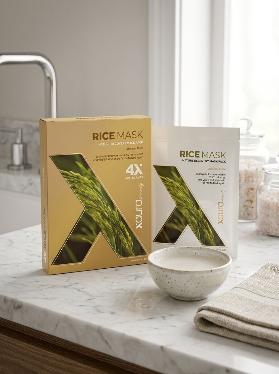 Xaura Beauty Rice Mask – Doğal Pirinç Özlü Aydınlatıcı Kağıt Yüz Maskesi (4'lü Paket)