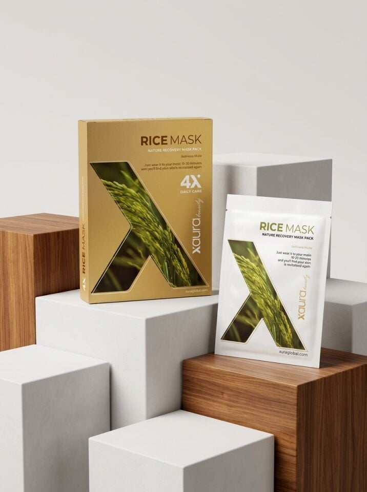 Xaura Beauty Rice Mask – Doğal Pirinç Özlü Aydınlatıcı Kağıt Yüz Maskesi (4'lü Paket)