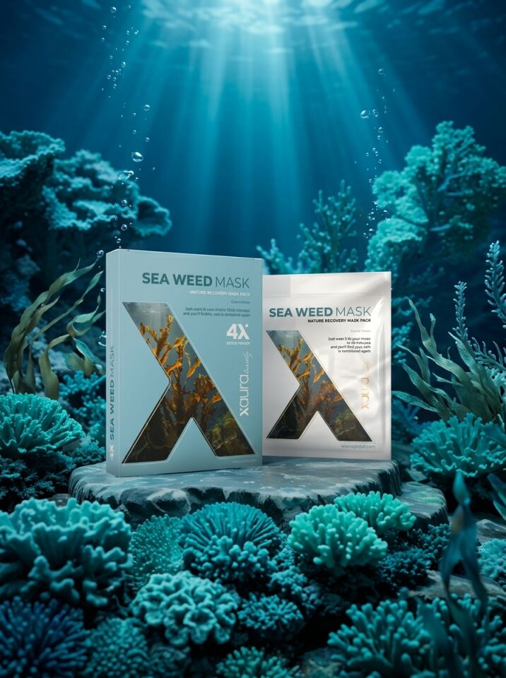 XAura Seaweed Mask Deniz Yosunu Özlü Canlandırıcı Kağıt Yüz Maskesi 4'lü Paket