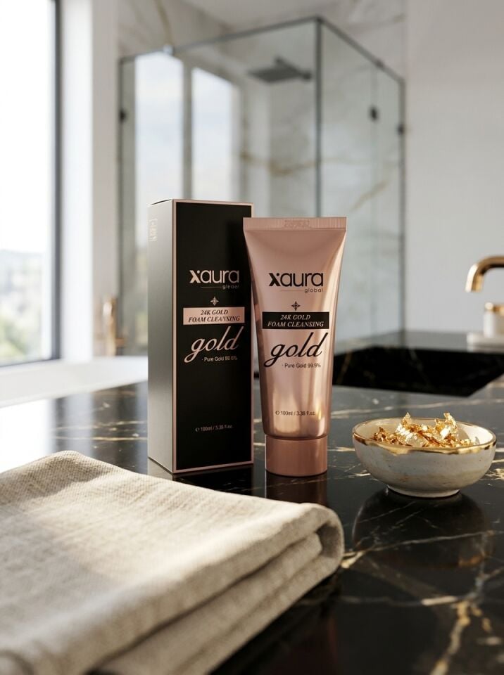 Xaura Global 24K Gold Foam Cleansing 100 ml – %99.9 Saf Altın İçerikli Yaşlanma Karşıtı Yüz Temizleme Köpüğü