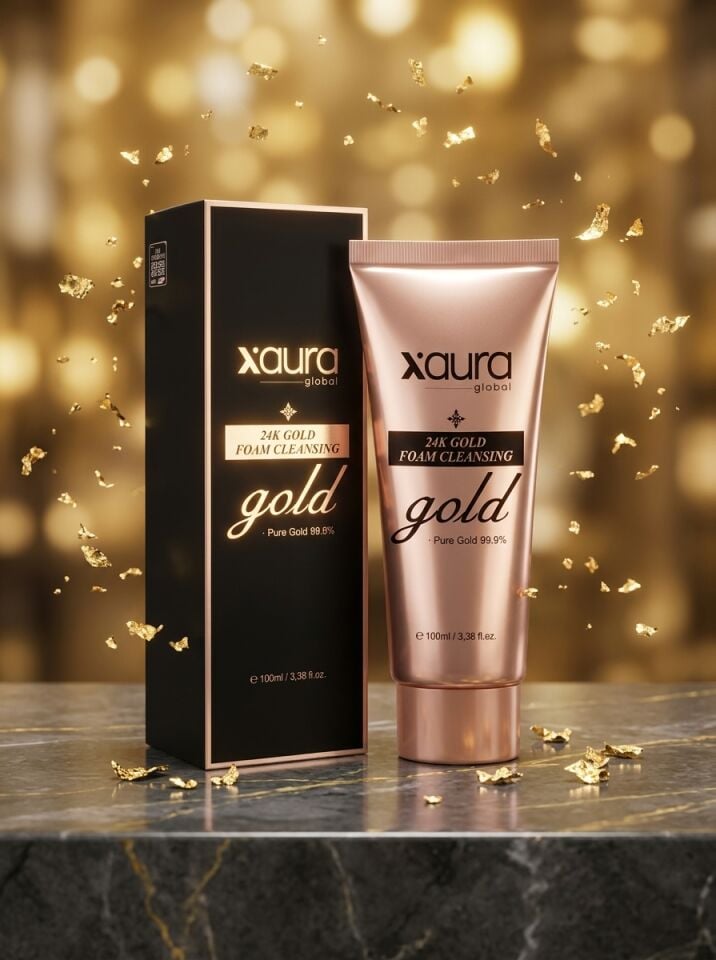 Xaura Global 24K Gold Foam Cleansing 100 ml – %99.9 Saf Altın İçerikli Yaşlanma Karşıtı Yüz Temizleme Köpüğü