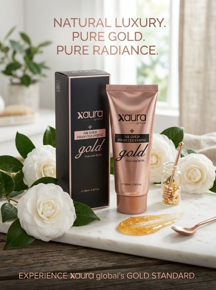 Xaura Global 24K Gold Foam Cleansing 100 ml – %99.9 Saf Altın İçerikli Yaşlanma Karşıtı Yüz Temizleme Köpüğü