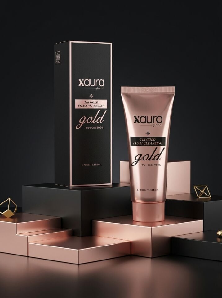 Xaura Global 24K Gold Foam Cleansing 100 ml – %99.9 Saf Altın İçerikli Yaşlanma Karşıtı Yüz Temizleme Köpüğü