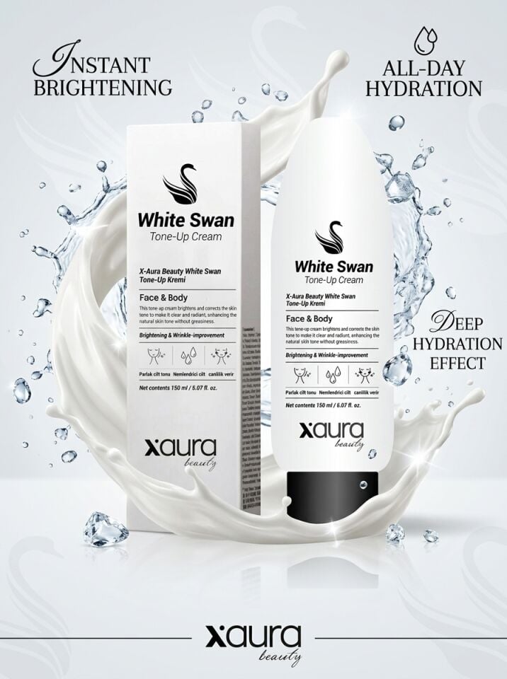Xaura Beauty White Swan Tone-Up Kremi 150 ml – Yüz & Vücut İçin Anında Beyazlatıcı, Ton Eşitleyici ve Kırışıklık Karşıtı Bakım Kremi