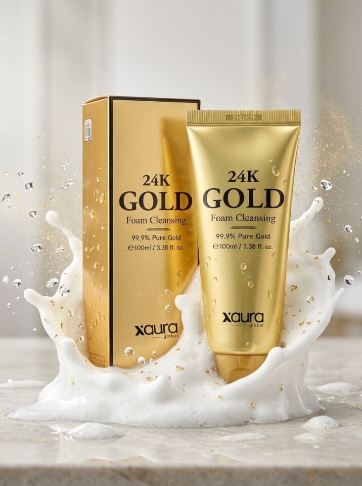 Xaura Global 24K Gold Foam Cleansing 100 ml (Gold Edition) – %99.9 Saf Altın İçerikli Canlandırıcı ve Arındırıcı Yüz Temizleme Köpüğü