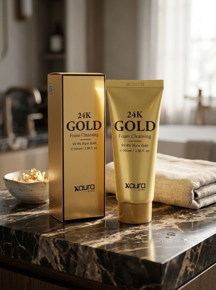 Xaura Global 24K Gold Foam Cleansing 100 ml (Gold Edition) – %99.9 Saf Altın İçerikli Canlandırıcı ve Arındırıcı Yüz Temizleme Köpüğü