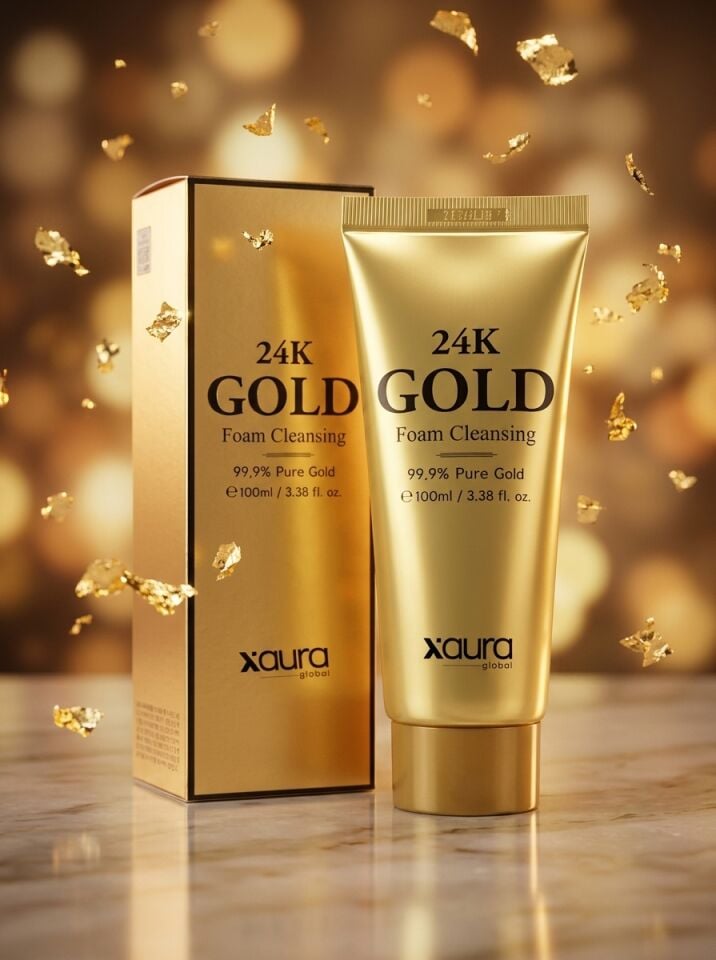 Xaura Global 24K Gold Foam Cleansing 100 ml (Gold Edition) – %99.9 Saf Altın İçerikli Canlandırıcı ve Arındırıcı Yüz Temizleme Köpüğü