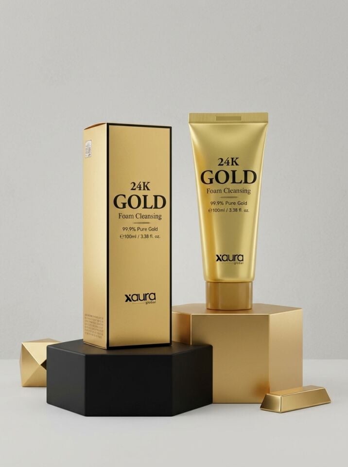 Xaura Global 24K Gold Foam Cleansing 100 ml (Gold Edition) – %99.9 Saf Altın İçerikli Canlandırıcı ve Arındırıcı Yüz Temizleme Köpüğü